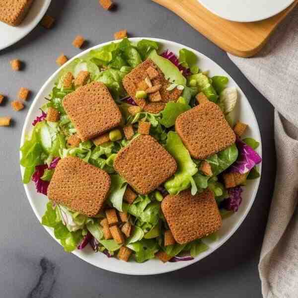 Салат со ржаными гренками